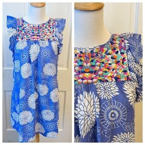 Blue Floral Embroidered Dress by THML